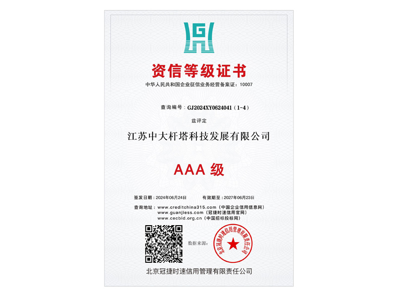 Credit rating certificate